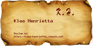 Klee Henrietta névjegykártya